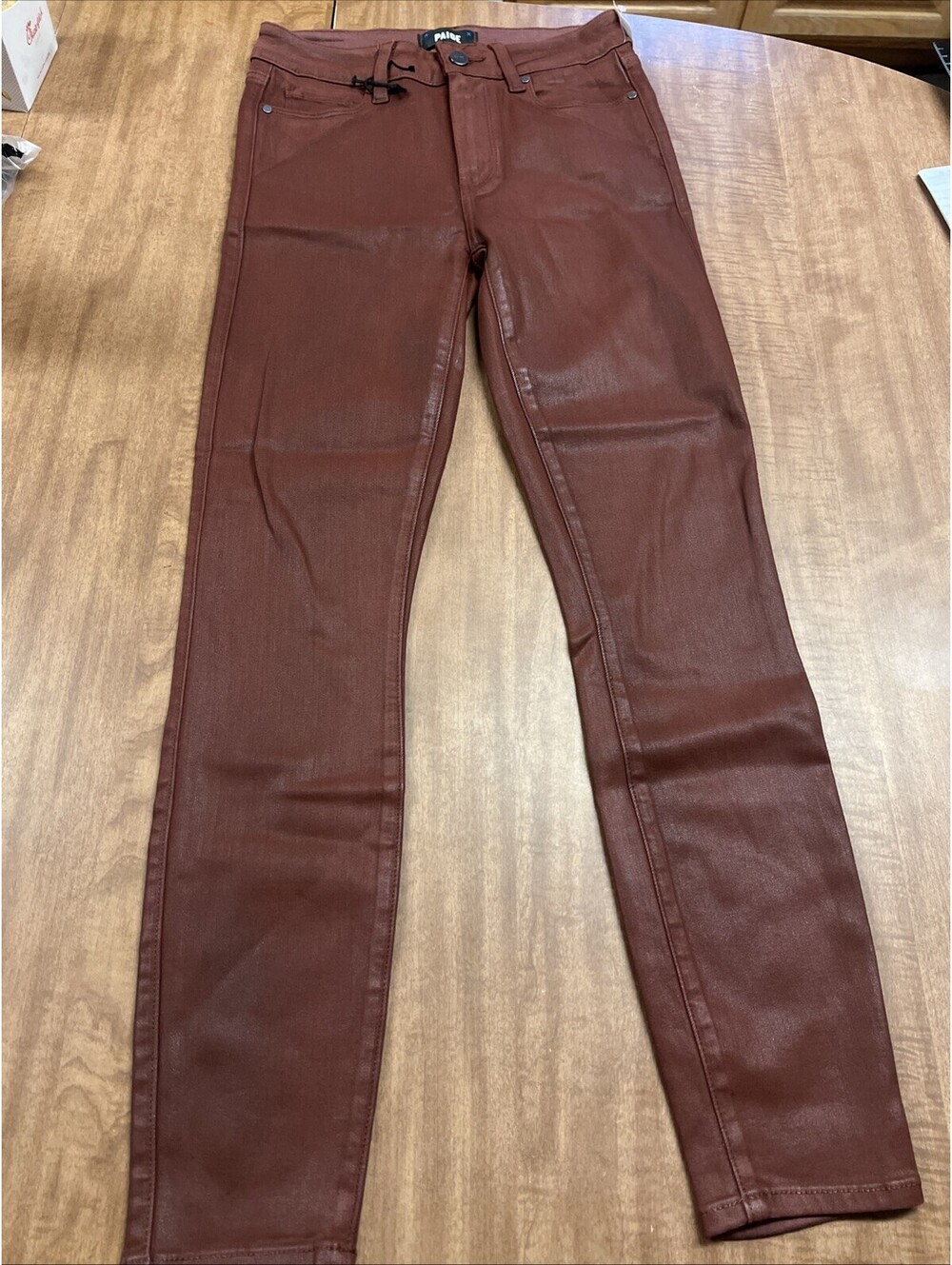 Paige Womens Hoxton Brown Coated Denim Skinny Ankle Jeans 26